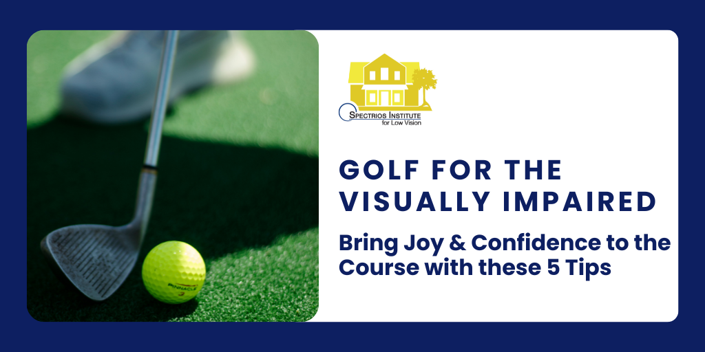 a golf ball and a golf club on a green surface, showing golf for the visually impaired