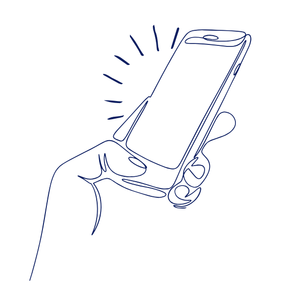 illustration of a hand holding an iphone.