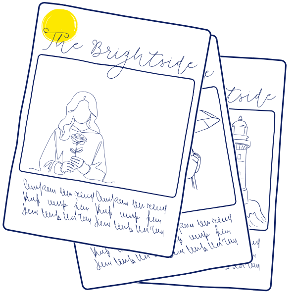 illustration of a stack of Brightside newsletters.