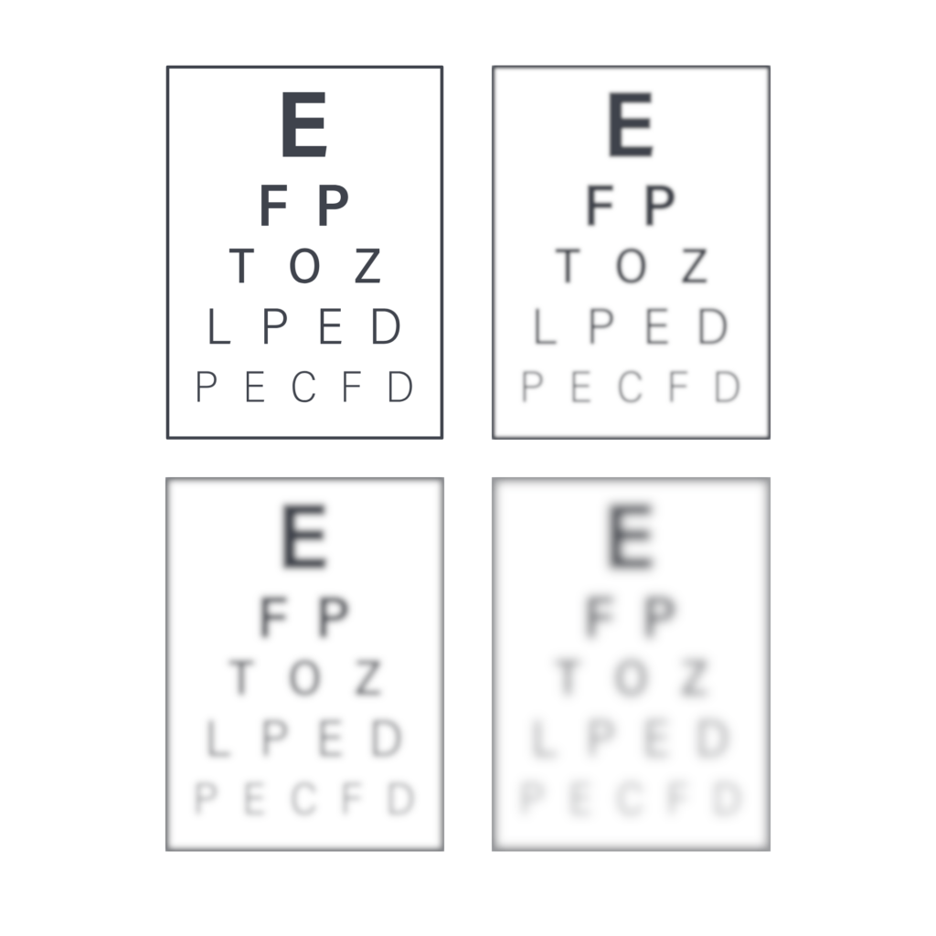 demonstration of progressive vision loss.